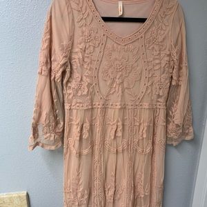 Women’s Pink Lace Midi